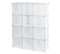 Baroni Home Armoire Modulaire Peu Encombrant, Meuble de Rangement Empilable en Plastique de Chambre, Organisateur avec 12 Compartiments à Cubes pour l’Entrée, 111x37x147 cm