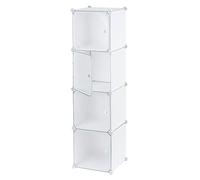 Baroni Home Armoire Modulaire Peu Encombrant, Meuble de Rangement Empilable en Plastique de Chambre, Organisateur avec 4 Compartiments à Cubes d'Entrée, 37x37x147 cm