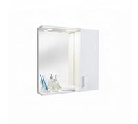 Baroni Home Armoire murale avec miroir et 2 portes, armoire murale avec éclairage LED, meuble de salle de bain économe en MDF, 77 x 15 x 57 cm (miroir 1 porte latérale blanche)