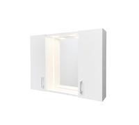 Baroni Home Armoire murale avec miroir et 2 portes, armoire murale avec éclairage LED, meuble de salle de bain économe en MDF, 77 x 15 x 57 cm (miroir 2 portes latérales blanc)