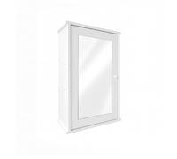 Baroni Home Armoire murale de salle de bain avec miroir, armoire murale avec porte miroir, meuble de salle de bain économe en plastique, 34 x 15 x 53 cm Blanc