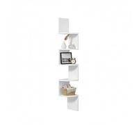 Baroni Home Bibliothèque d'angle Murale, étagère Peu encombrante avec 5 étagères, en Bois Plastique, bibliothèque Blanche Design Moderne, Montage encastré, 20 x 20 x 126 cm