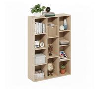 Baroni Home Bibliothèque en cubes modulaire, étagère modulaire à 11 compartiments, meuble multifonction pour salon, chambre et entrée, design moderne, montage simple, effet bois naturel, 24 x 74 x 106