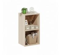 Baroni Home Bibliothèque Modulable en Cubes, Étagère Modulaire à 2 Niveaux, Meuble Multifonctionnel pour Salon, Chambre et Entrée, Design Moderne, Montage Simple, Effet Bois Naturel, 24x31x54 cm