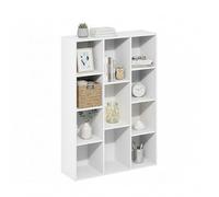 Baroni Home Bibliothèque Modulable en Cubes, Étagère Modulaire Blanche à 11 Compartiments, Meuble Multifonctionnel pour Salon, Chambre et Entrée, Design Moderne, Montage Simple, 24x74x106cm