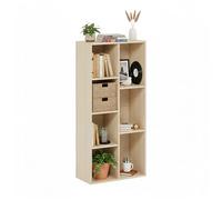 Baroni Home Bibliothèque Modulaire en Cubes, Étagère Modulaire à 7 Compartiments Multifonctions pour Salon, Chambre et Entrée, Design Moderne, Montage Simple, Couleur Naturelle, 24x50x106cm