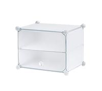 Baroni Home Boîtes à Chaussures Empilables Gain de Place, Conteneurs Organisateur de Chaussures 2 Compartiments, Organisateurs Modulaires Dressing, Couloir, Jusqu'à Taille 44, Blanc, 44x32x34 cm