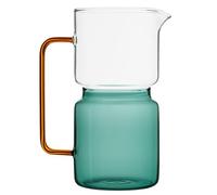 Baroni Home Caraffe en verre borosilicate, Pichet avec anse, Design moderne, Système anti-goutte, Facile à nettoyer, pour Boissons chaudes et froides, 1L, 14,5x9x18,5 cm (bicolore, carré)