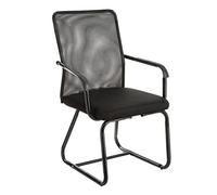 Baroni Home Chaise de Bureau avec Accoudoirs, Dossier Ergonomique en Toile Respirante, Fauteuil en Porte-à-Faux, pour Salle d'attente Max 130 kg, Noir, 92x60x47 cm