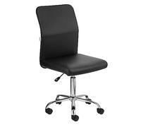 Baroni Home Chaise de Bureau Pivotante à 360° en Similicuir avec roulettes, Chaise Assise Ergonomique, Chaise Rembourré avec Hauteur Réglable, sans Accoudoirs, Noir, 44x50x110 cm