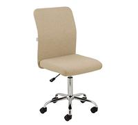 Baroni Home Chaise de Bureau Pivotante à 360° en Tissu avec roulettes, Chaise Assise Ergonomique, Chaise Rembourré avec Hauteur Réglable, sans Accoudoirs, Beige