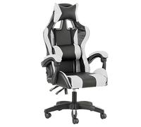 Baroni Home Chaise de Gaming, Chase de Jeux Ergonomique Chaise de Bureau avec Confortable Dossier réglable, Appui-tête et Soutien Lombaire, Blanc