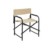 Baroni Home Chaise de réalisateur pliable en acier tubulaire, fauteuil ergonomique gain de place en toile pour camping, mer, plage, 56 x 44 x 76 cm, Ecru