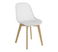 Baroni Home Chaise de Salle à Manger Moderne, Chaise Ergonomique de Cuisine, Chaise de Bureau de Design avec Texture, Chaise avec Pieds en Bois, 48x43x84 cm, Blanc, 1 Pièce
