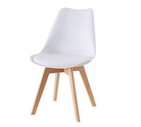 Baroni Home - Chaise de salle à manger ou bureau avec pieds en bois, chaise ergonomique avec coussin intégré, 50 x 48 x 82 cm, blanc