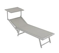 Baroni Home Chaise Longe Bain de Soleil, Lit du Soleil Pliable, Transat d’Extérieur avec Pare Soleil, Chaise Longe Bain de Soleil de Jardin Structure en Fer Ajustable, 90x181x59 cm, Beige, 1 Pièce