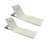 Baroni Home Chaise longue pliable de plage avec coussin rembourré, dossier inclinable, poche de rangement, chaise longue portable pour mer, piscine, camping, 48 x 150 x 52 cm (2, crème)