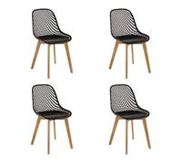 Baroni Home Chaise de Salle à Manger Moderne Lot de 4 Pièces, Chaise Ergonomique de Cuisine, Chaise de Bureau de Design avec Texture, Chaise avec Pieds en Bois, 48x43x84 cm, Noir, 4 Pièces