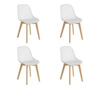 Baroni Home Chaise de Salle à Manger Moderne Lot de 4 Pièces, Chaise Ergonomique de Cuisine, Chaise de Bureau de Design avec Texture, Chaise avec Pieds en Bois, 48x43x84 cm, Blanc, 4 Pièces