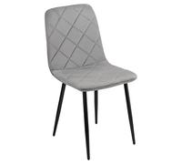 Baroni Home Chaise Moderne avec Revêtement en Velours et Pieds en Fer Noir, Fauteuil pour Salon, Chambre, Salle à Manger, 52x44x85 cm, Gris