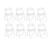 Baroni Home - Chaise pliante avec structure en acier et PVC, assise compacte repliable avec pieds et poignée, pour voyage, cuisine, salon, chambre à coucher, 74x43x49 cm 8 pièces, Blanc