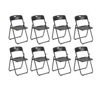 Baroni Home Chaise Pliante avec Structure en Acier et PVC, Assise Salvaspace Repliable avec Pieds et Poignée, pour Voyage, Cuisine, Salon, Chambre à Coucher, 74x43x49 cm, Lot de 8, Noir