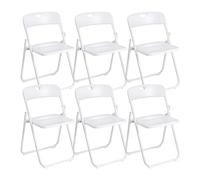 Baroni Home Chaise Pliante avec Structure en Acier et PVC, siège Pliant Peu encombrant avec Pieds et poignée, pour Voyages, Cuisine, Salon, Chambre à Coucher, 74x43x49 cm (6 chaises, blan)