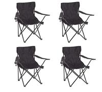 Baroni Home Chaise Pliante de Camping, Chaise d’Extérieur Légère et Robuste, Chaise de Plage, Pêche, Barbecue, Pique-Nique, avec Sac Portable, Noir, 50x50x80 cm, 4 Piéces