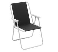 Baroni Home Chaise pliante de mer, chaise de plage ou de camping en toile, chaise d'extérieur avec accoudoirs colorés 52 x 44 x 76 cm (Noir)