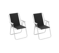Baroni Home Chaise pliante de mer, chaise de plage ou de camping en toile, chaise d'extérieur avec accoudoirs colorés 52 x 44 x 76 cm (set 2 noir)