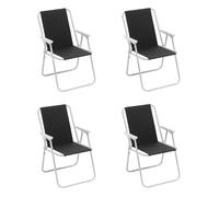 Baroni Home Chaise pliante de mer, chaise de plage ou de camping en toile, chaise d'extérieur avec accoudoirs colorés 52 x 44 x 76 cm Set 4 noir