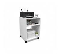 Baroni Home Chariot de Bureau avec 4 roulettes pivotantes à 360°, Meuble Organisateur pour imprimante et Fournitures, Structure en MDF résistant, 20x40x46 cm (2 Compartiments Noir)