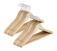 Baroni Home Cintres en Bois, Lot de 20 Pièces Gain de Place, Cintres 45 cm pour Chemises et Pantalons avec Encoches Antiglisse, Capacité de Charge Élevée pour Manteaux et Vêtements, Bois Naturel