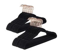 Baroni Home Cintres en Velours 50 Pièces, Cintres de 44,5 cm, Gain de Place avec Surface Antidérapante Design, Crochet pivotant à 360°, Capacité Élevée pour Manteaux Chemises et Vêtements, Noir