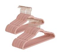 Baroni Home Cintres en Velours 50 Pièces, Cintres de 44,5 cm, Gain de Place avec Surface Antidérapante Design, Crochet Pivotant 360°, Capacité Élevée pour Manteaux Chemises et Vêtements, Rose Poudré