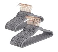 Baroni Home Cintres en Velours 50 Pièces, Cintres de 44,5 cm, Gain de Place avec Surface Antidérapante Design, Crochet pivotant à 360°, Capacité Élevée pour Manteaux Chemises et Vêtements, Gris