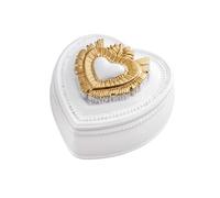 Baroni Home Coffret cœur sacré ex-vote en résine peinte à la main, art sacré traditionnel, boîte à bijoux ou rangement décoratif blanc et or, idée cadeau, 9 x 9 x 5,5 cm