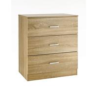 Baroni Home Commode Chambre en Mélaminé 3 Tiroirs, Meuble de Rangement Chambre à Coucher ou Salon, Commode en Bois, 60x40x70 cm