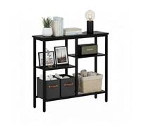 Baroni Home Console d'entrée, table console avec structure en métal et étagères en MDF, meuble peu encombrant pour entrée, salon et couloir, facile à installer, 100 x 30 x 87 cm (noir 4 étagères)