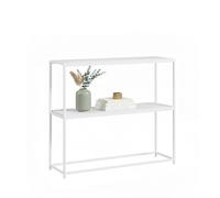 Baroni Home Console d'entrée, table console avec structure en métal et étagères en MDF, meuble peu encombrant pour entrée, salon et couloir, facile à installer, 100 x 30 x 87 cm (blanc 2 étagères)