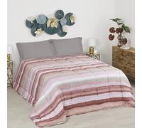 Baroni Home Couette d’Hiver en éco-Plume, Boutis Chaud et Doux 350gr/mq, hypoallergénique, Anti-acarien, édredon Respirant, Matrimoniale 260x260 cm, Rayures Roses