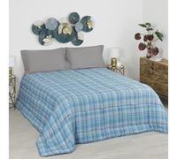 Baroni Home Couette d’Hiver en éco-Plume, Boutis Chaud et Doux 350gr/mq, hypoallergénique, Anti-acarien, édredon Respirant, Matrimoniale 260x260 cm, Couvre-Lit Pied de Poule Bleu