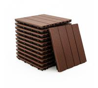 Baroni Home Dalles d'extérieur à encastrer effet bois, lot de 11 pièces en WPC, sol modulaire résistant aux agents atmosphériques, pour jardin, terrasse et balcon, 29,5 x 29,5 x 2 cm