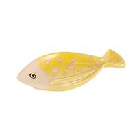Baroni Home Décoration en céramique, Figurine Pop, en forme de plateau de poisson jaune 17 x 10 x 2 cm