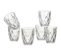 Baroni Home Ensemble de 6 Verres en Verre Décorés avec Finitions en Relief 30 CL, Verres Élégants Lavables au Lave-vaisselle, 8x8x10 cm, Grands Losanges