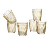 Baroni Home Ensemble de 6 Verres en Verre Décorés avec Finitions en Relief 30 CL, Verres Élégants Lavables au Lave-vaisselle, 8x8x10 cm, Tressage Ambre