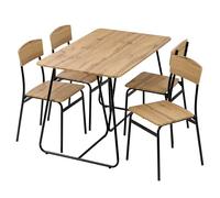 Baroni Home Ensemble Table à Manger avec 4 chaises, Design Moderne, léger, Salle à Manger, Restaurant, Petits Espace, en MDF et Acier, Montage Facile, carrée, Noir Effet chêne