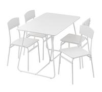 Baroni Home Ensemble Table à Manger avec 4 chaises, Design Moderne, léger, Salle à Manger, Restaurant, Petits Espace, en MDF et Acier, Montage Facile, carrée, Blanc
