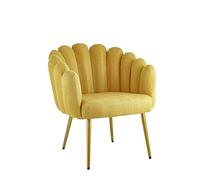 Baroni Home Fauteuil en Tissu avec Assise et Dossier Rembourrés, Fauteuil de Salon avec Jambes Dorées en Fer, Fauteuil Ergonomique et Confortable pour Chambre, Séjour, Bureau, Jaune, 67x64x77 cm