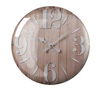Baroni Home Horologe Murale Rond en Bois et Cadran Lenticulaire Nombres Blanc, Style Vintage en PVC, Montre Murale Silencieux de Salon, de Cuisine, de Chambre, 51x51 cm